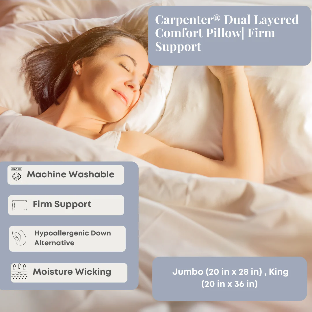 Carpenter Co. Dual Layered Comfort Pillow | Medium Support - Image 2