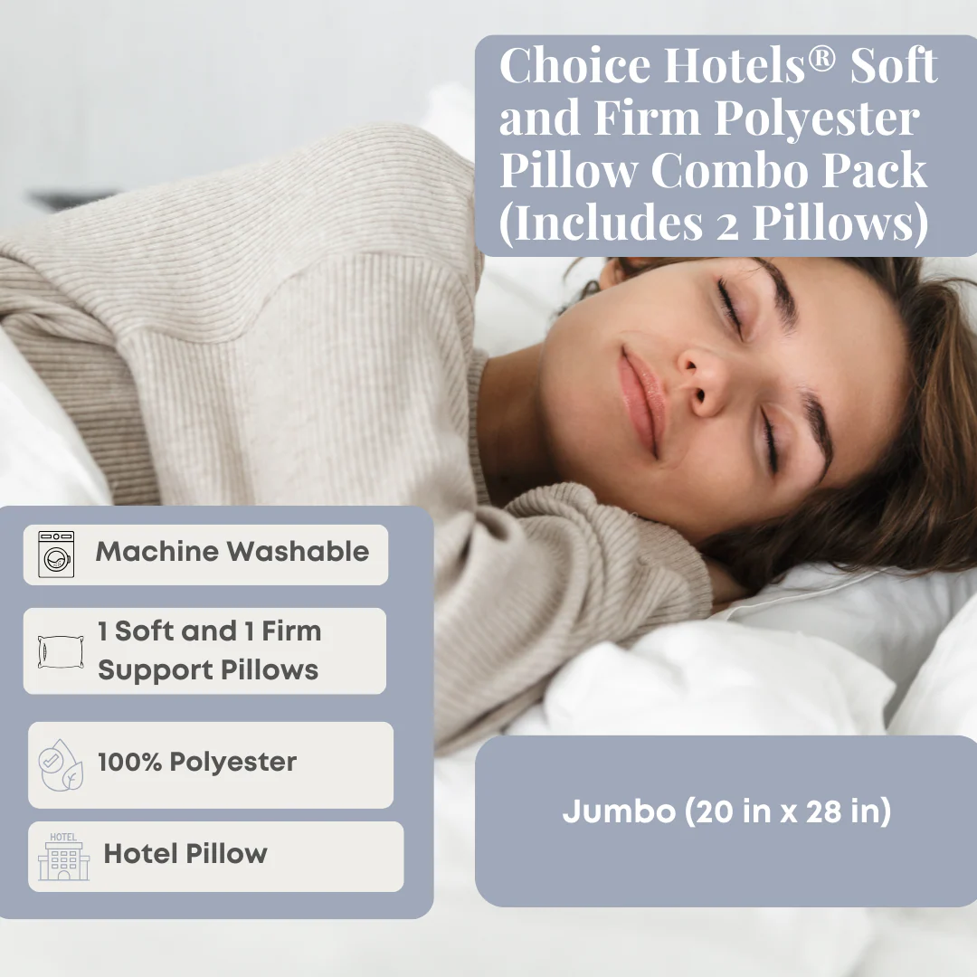 Choice Hotels® Soft and Firm Polyester Pillow Combo Pack (Includes 2 Pillows) - Image 2