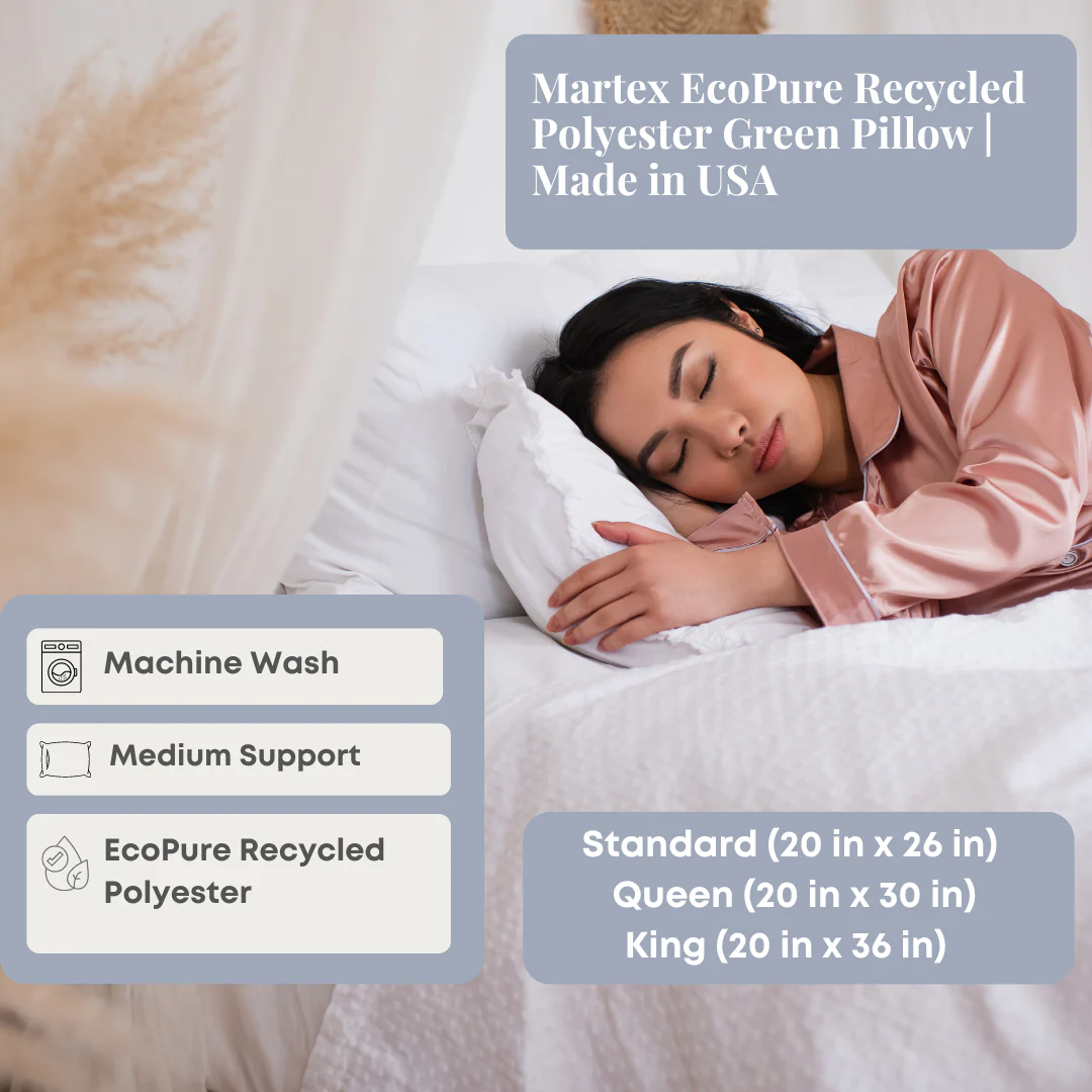 Martex EcoPure Recycled Polyester Green Pillow | Made in USA - Image 2
