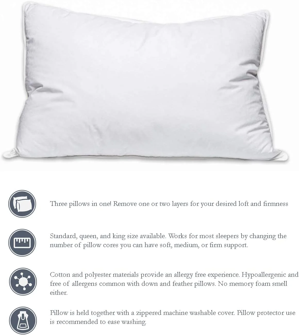 Pillowtex Adjustable Loft Pillow - Three Pillows In One - Perfect For All Sleeping Positions - Image 2